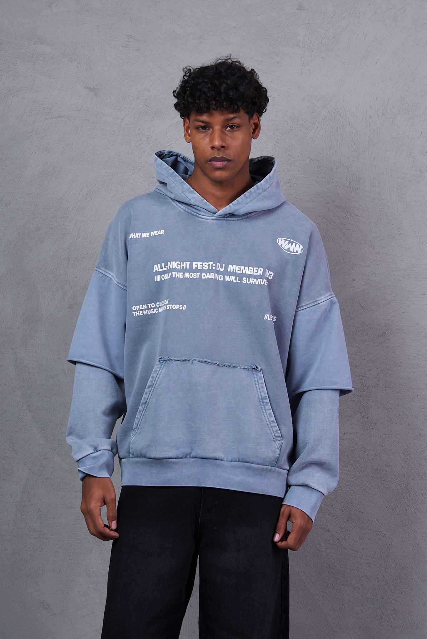 Open YY Long-Sleeve Hoodie – Light Blue