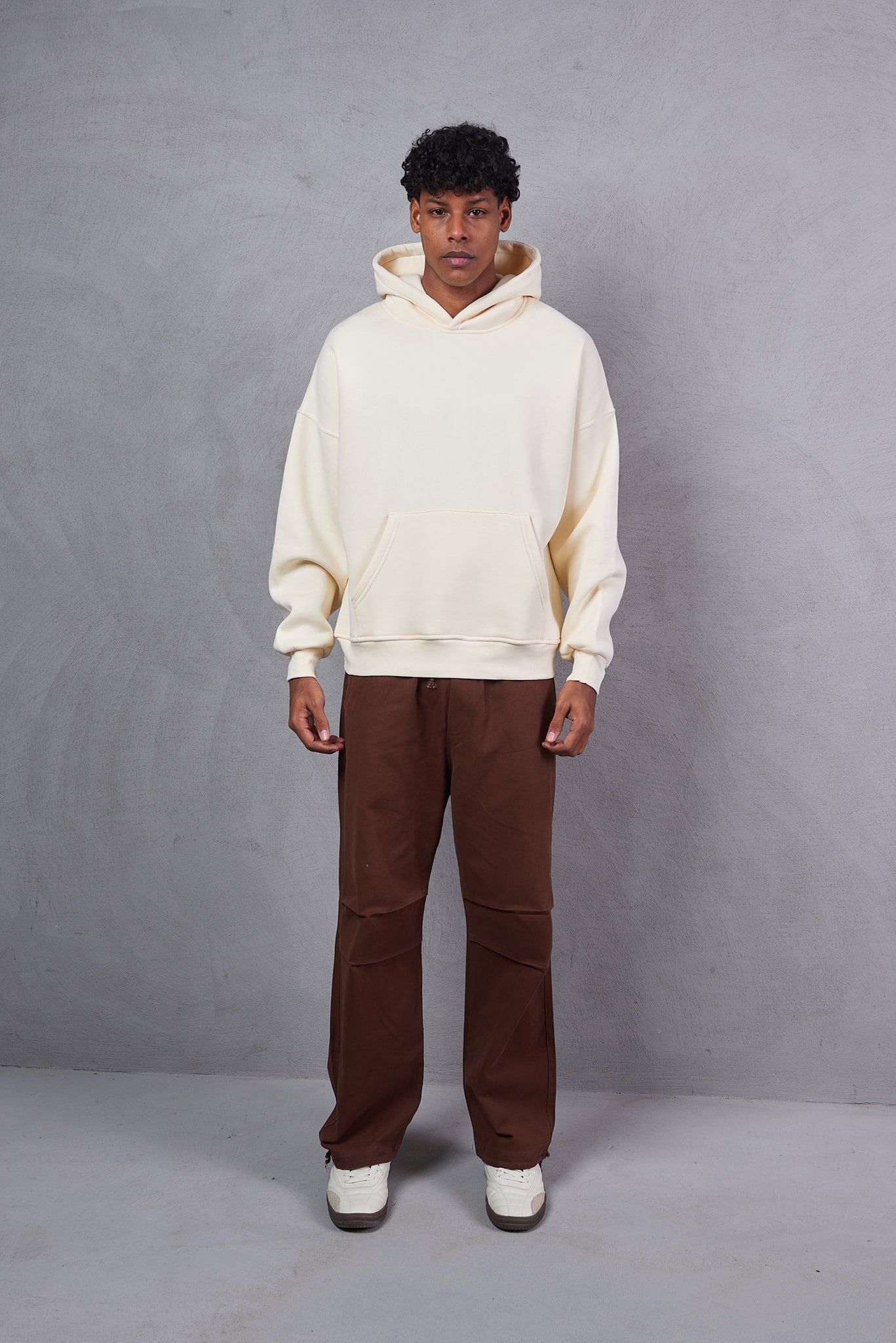 Oversize Cropped Fit Hoodie with Set-In Sleeves