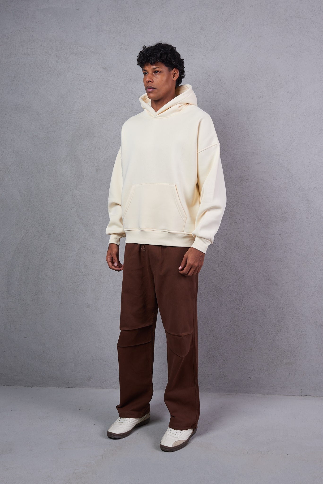 Oversize Cropped Fit Hoodie with Set-In Sleeves