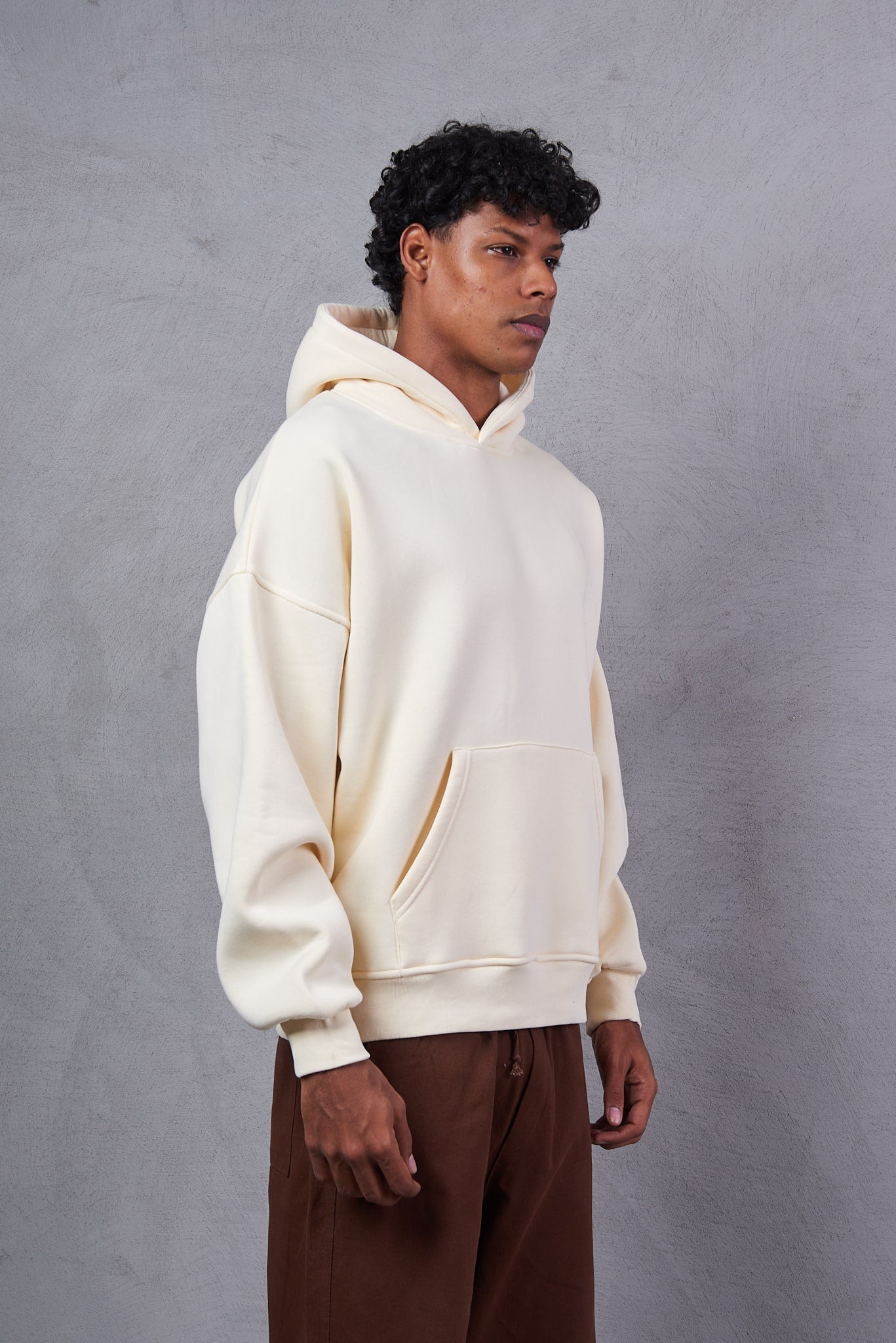 Oversize Cropped Fit Hoodie with Set-In Sleeves