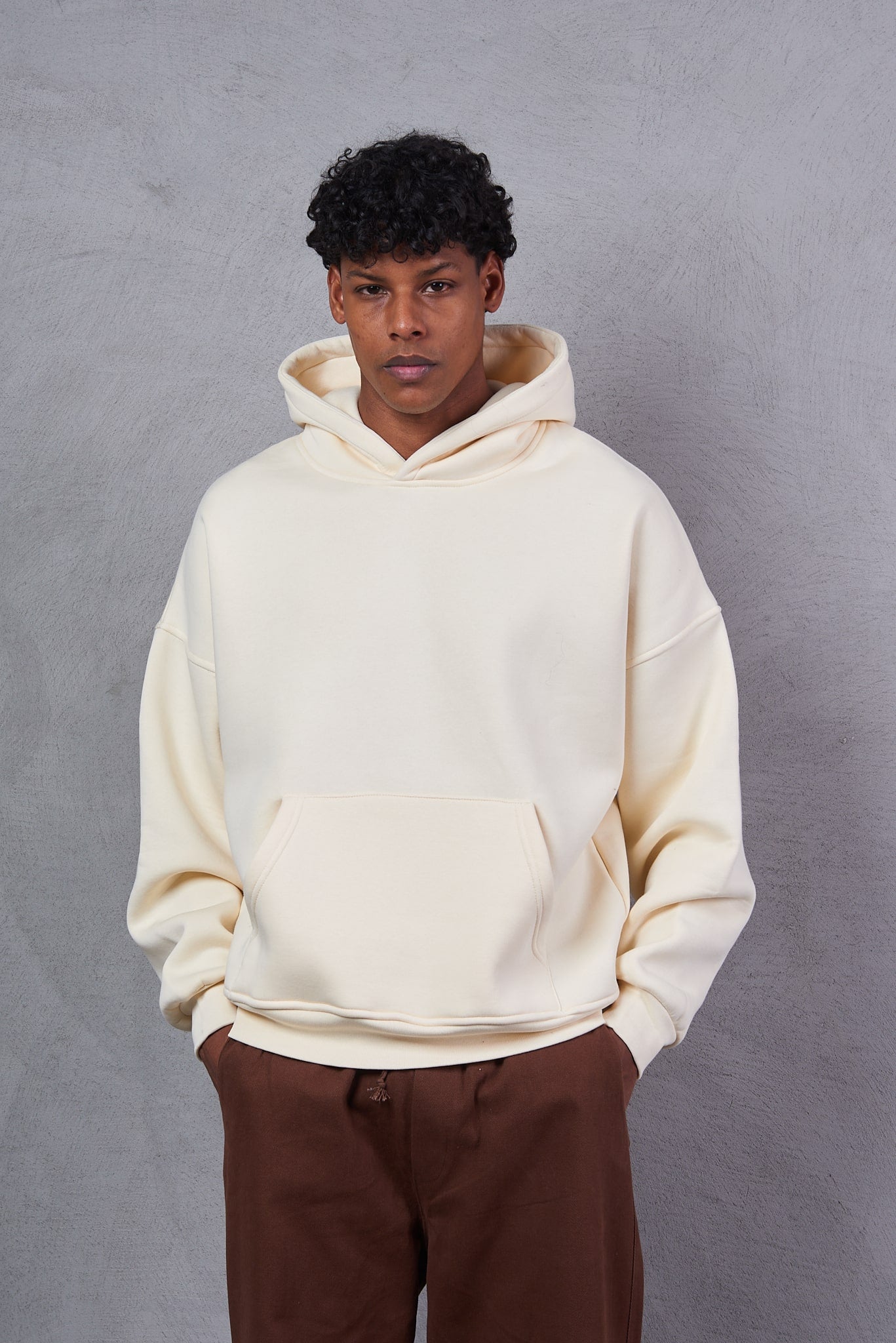 Oversize Cropped Fit Hoodie with Set-In Sleeves