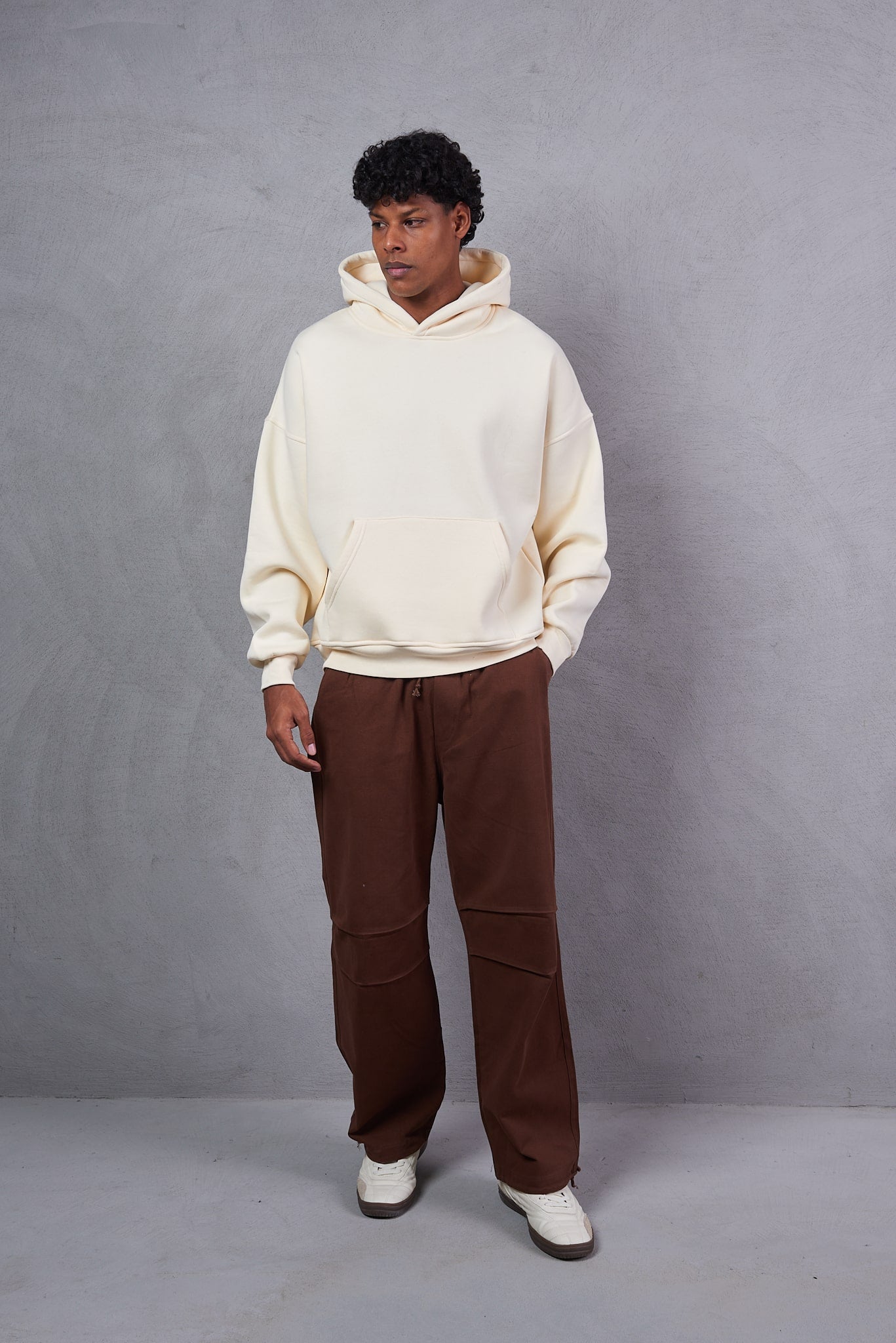 Oversize Cropped Fit Hoodie with Set-In Sleeves