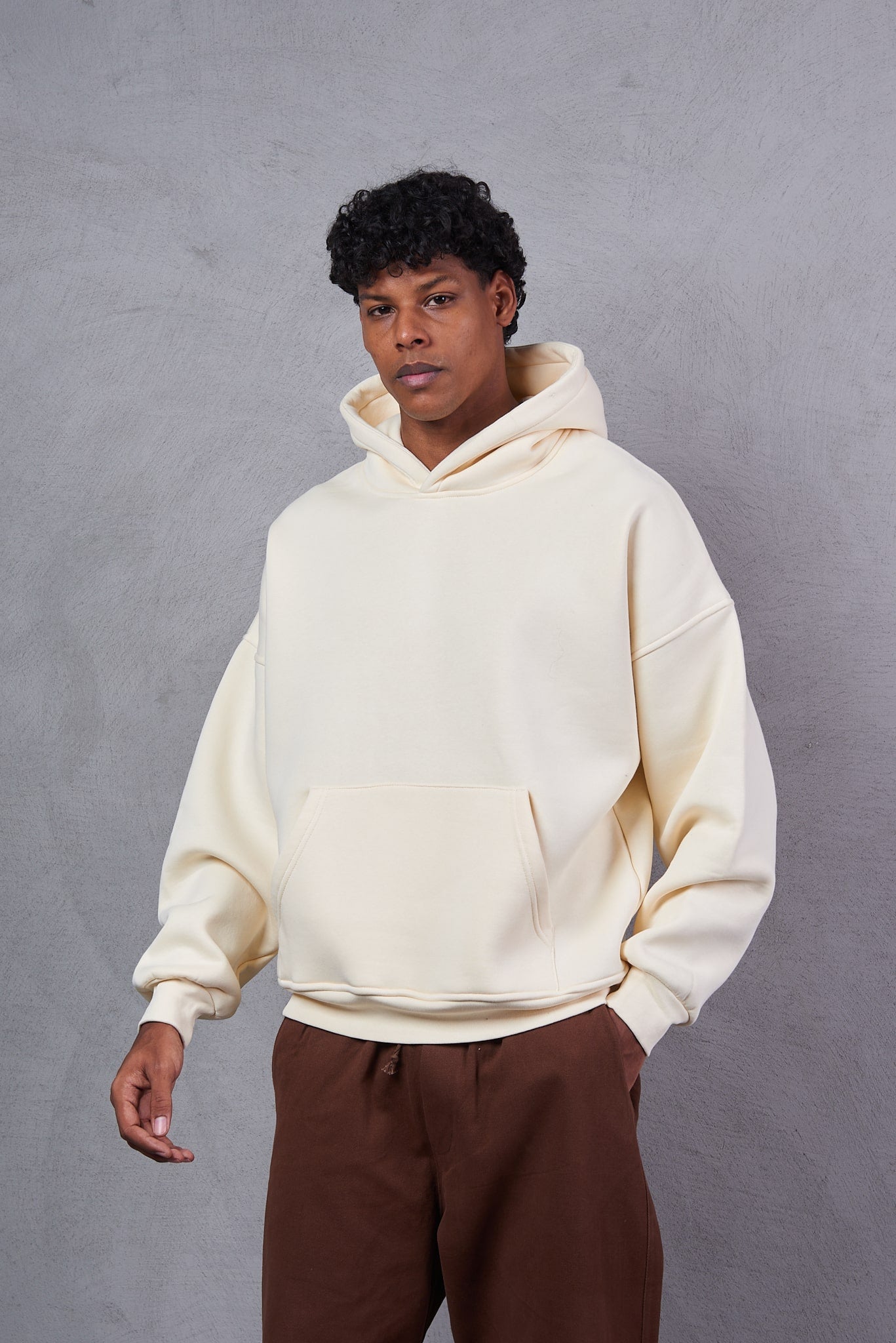 Oversize Cropped Fit Hoodie with Set-In Sleeves