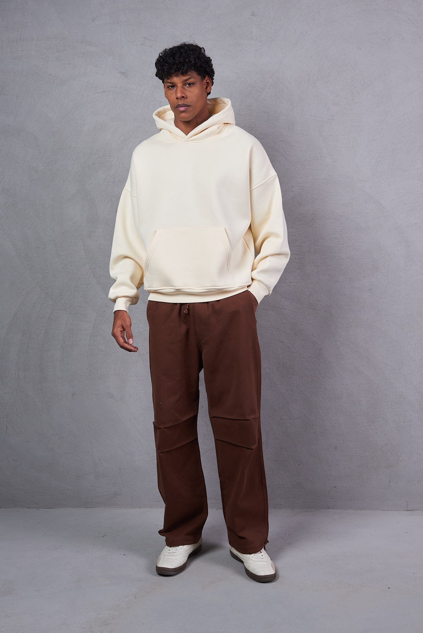 Oversize Cropped Fit Hoodie with Set-In Sleeves
