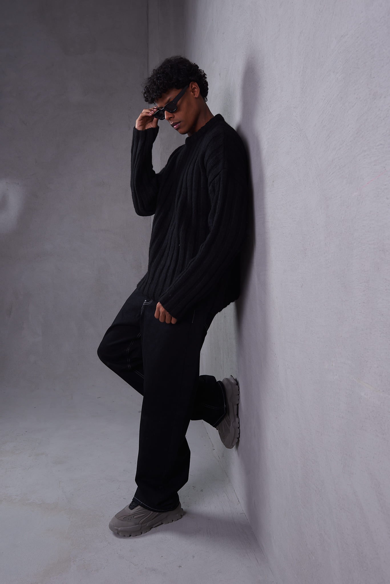 Sleeve-Striped  Black Sweatshirt