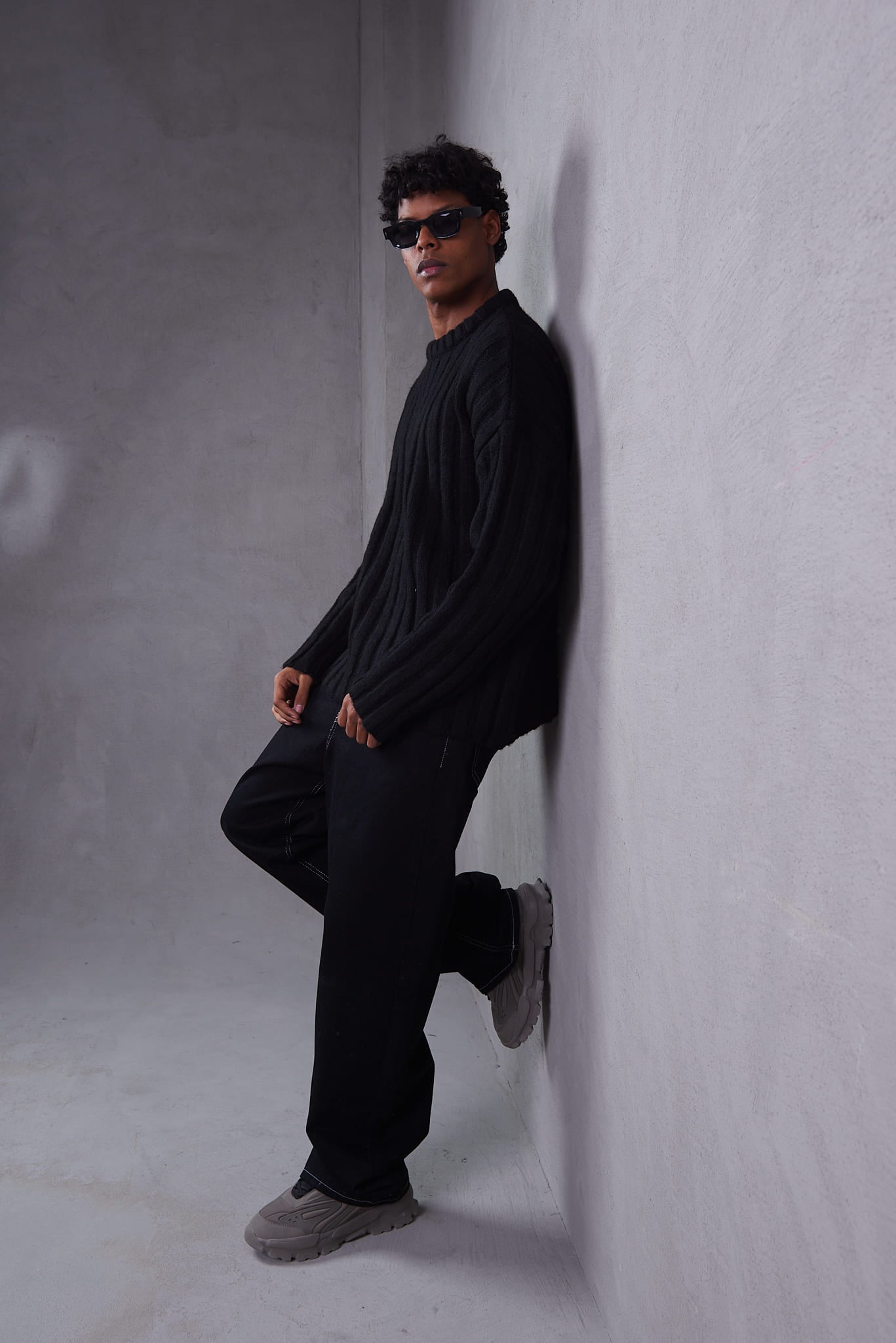 Sleeve-Striped  Black Sweatshirt