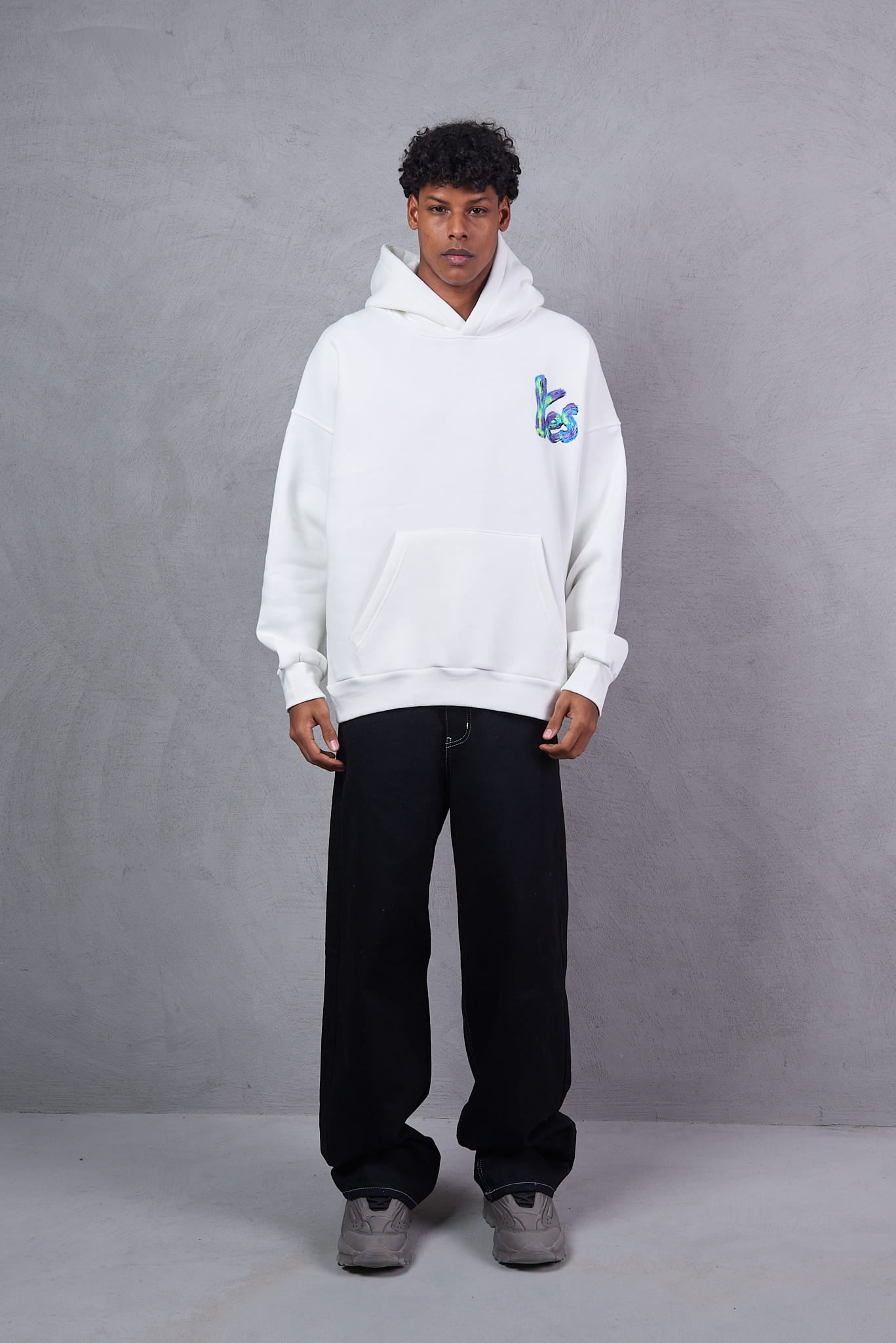 Applique Patch White Hoodie