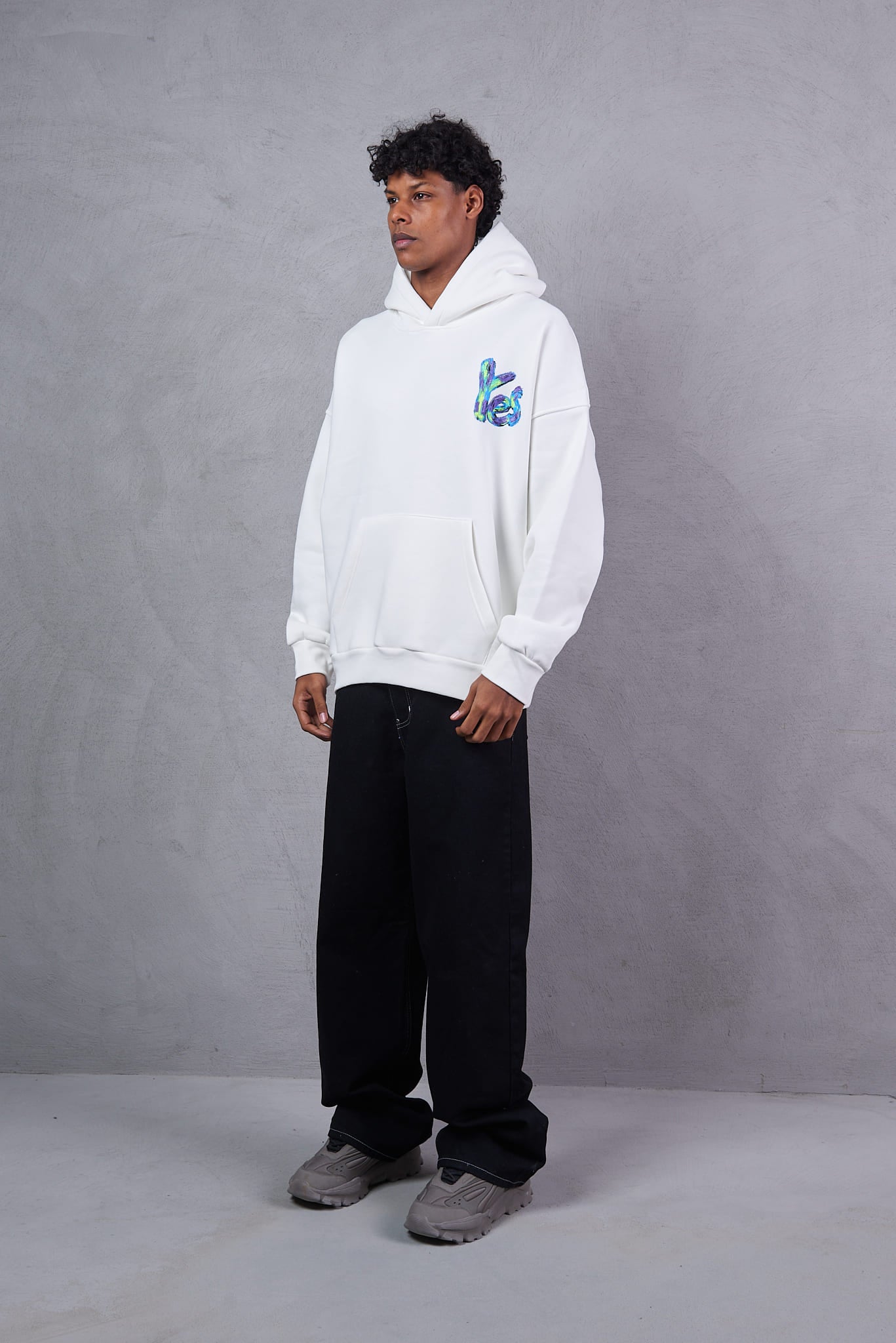 Applique Patch White Hoodie