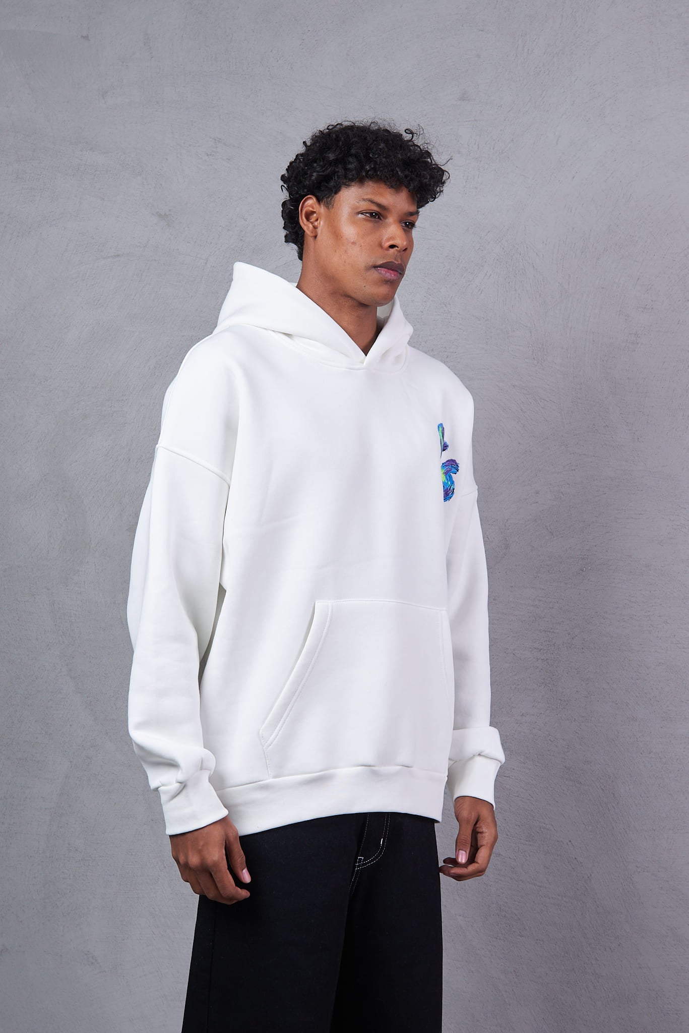 Applique Patch White Hoodie