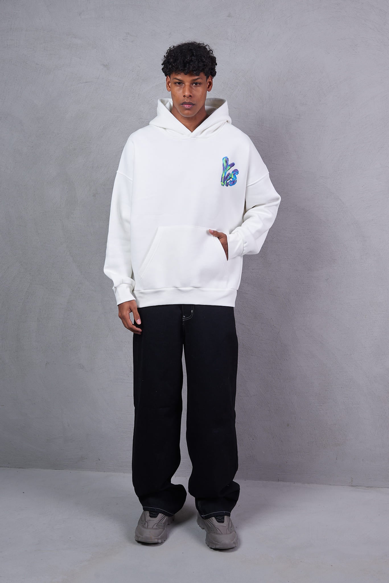 Applique Patch White Hoodie