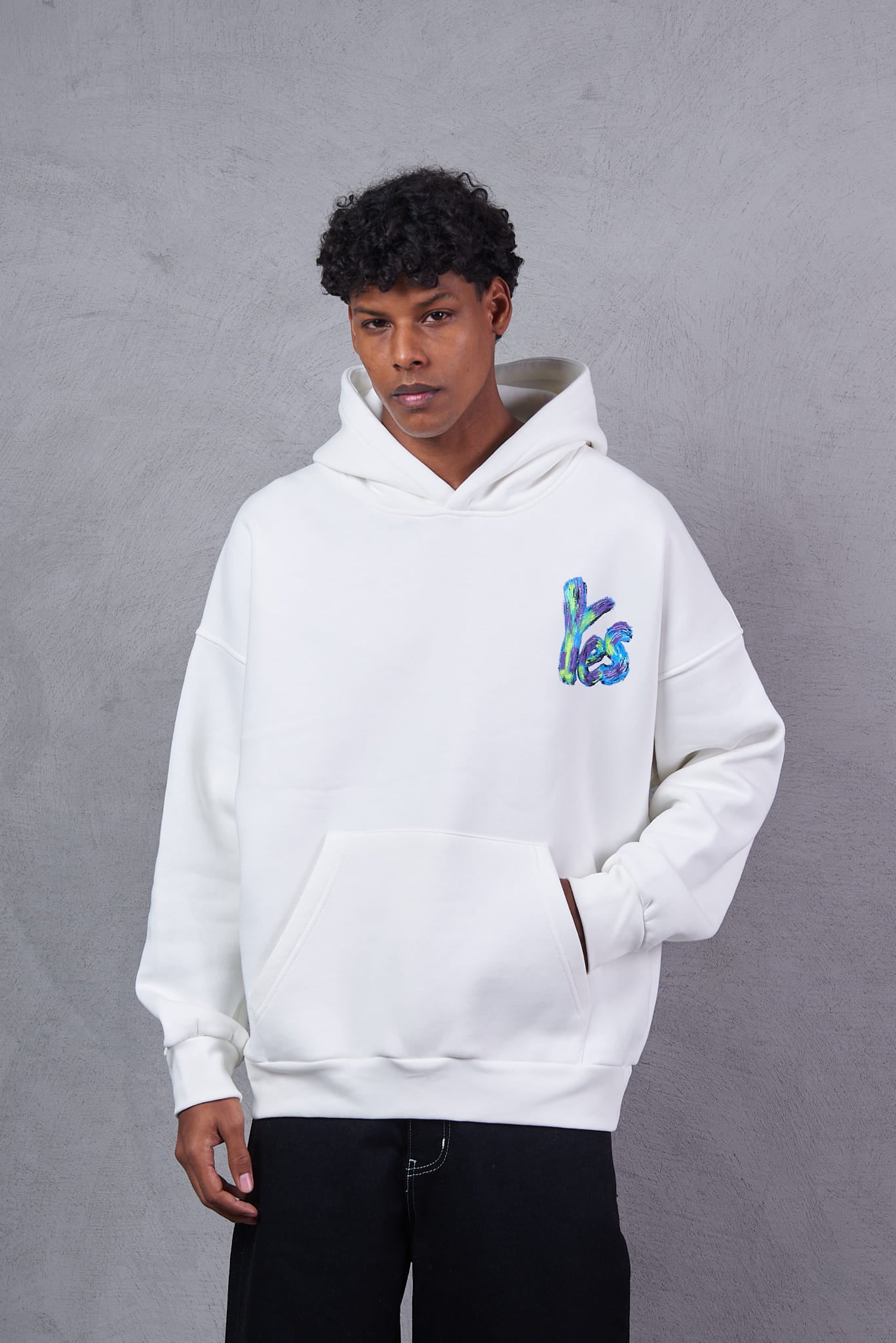 Applique Patch White Hoodie
