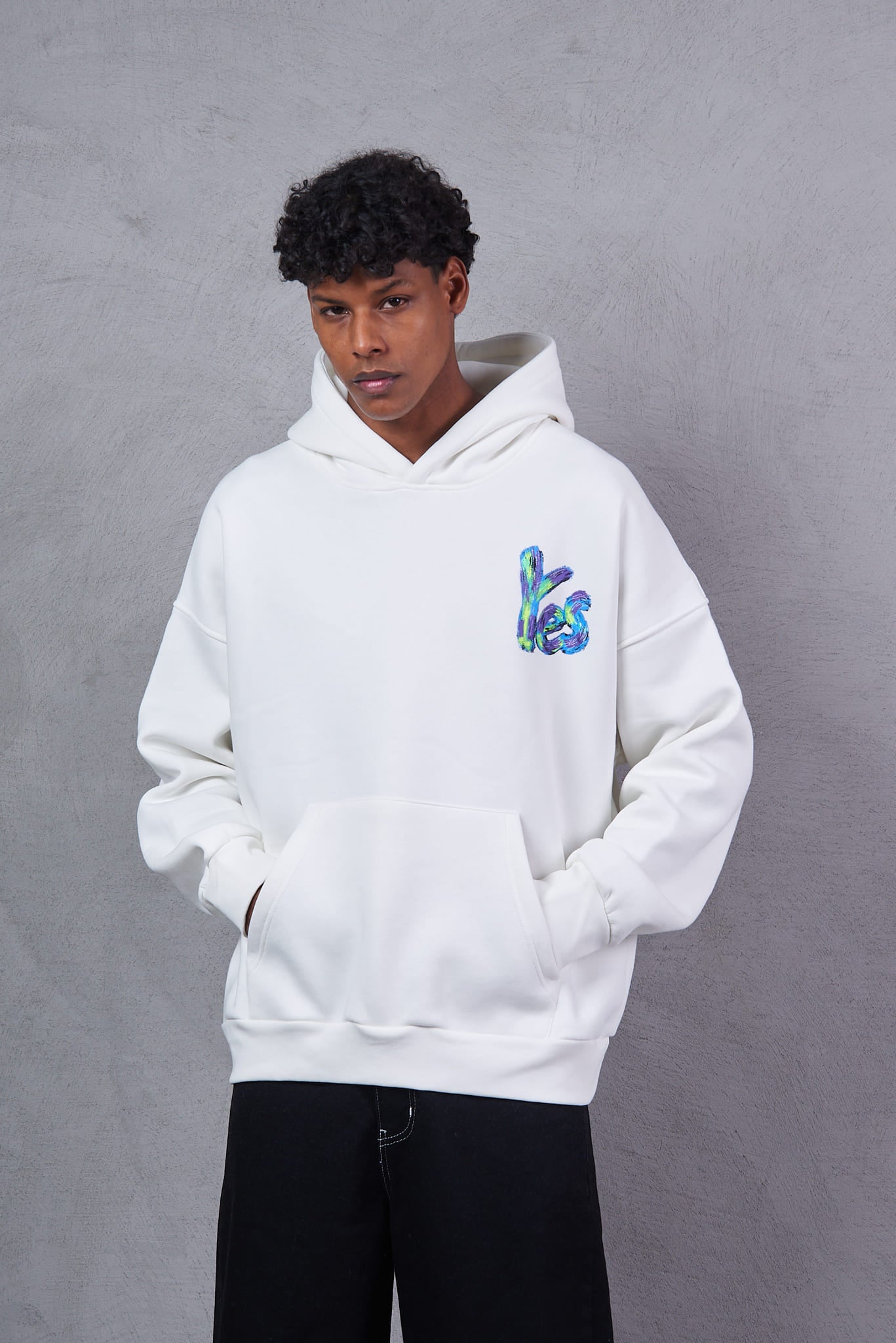 Applique Patch White Hoodie