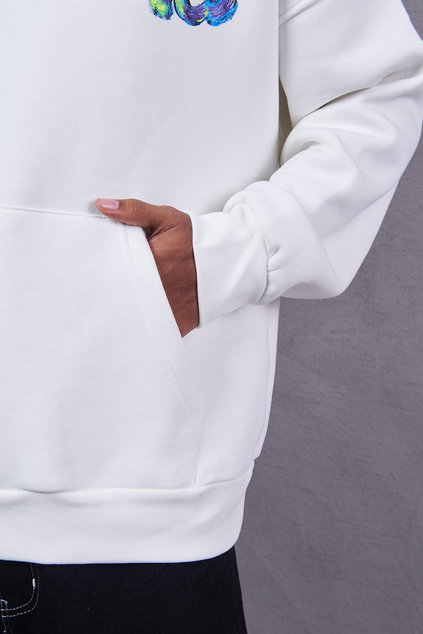 Applique Patch White Hoodie