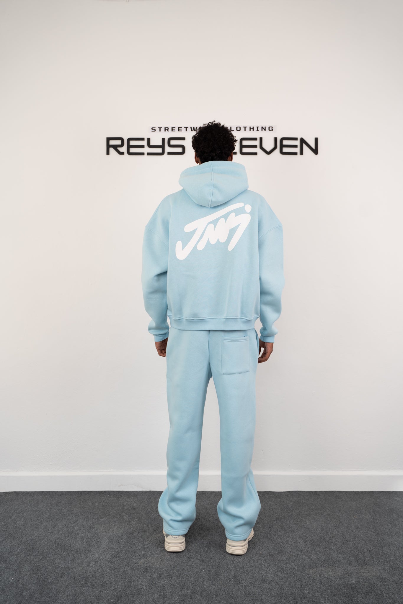 Oversized Embroidered Hoodie Light Blue
