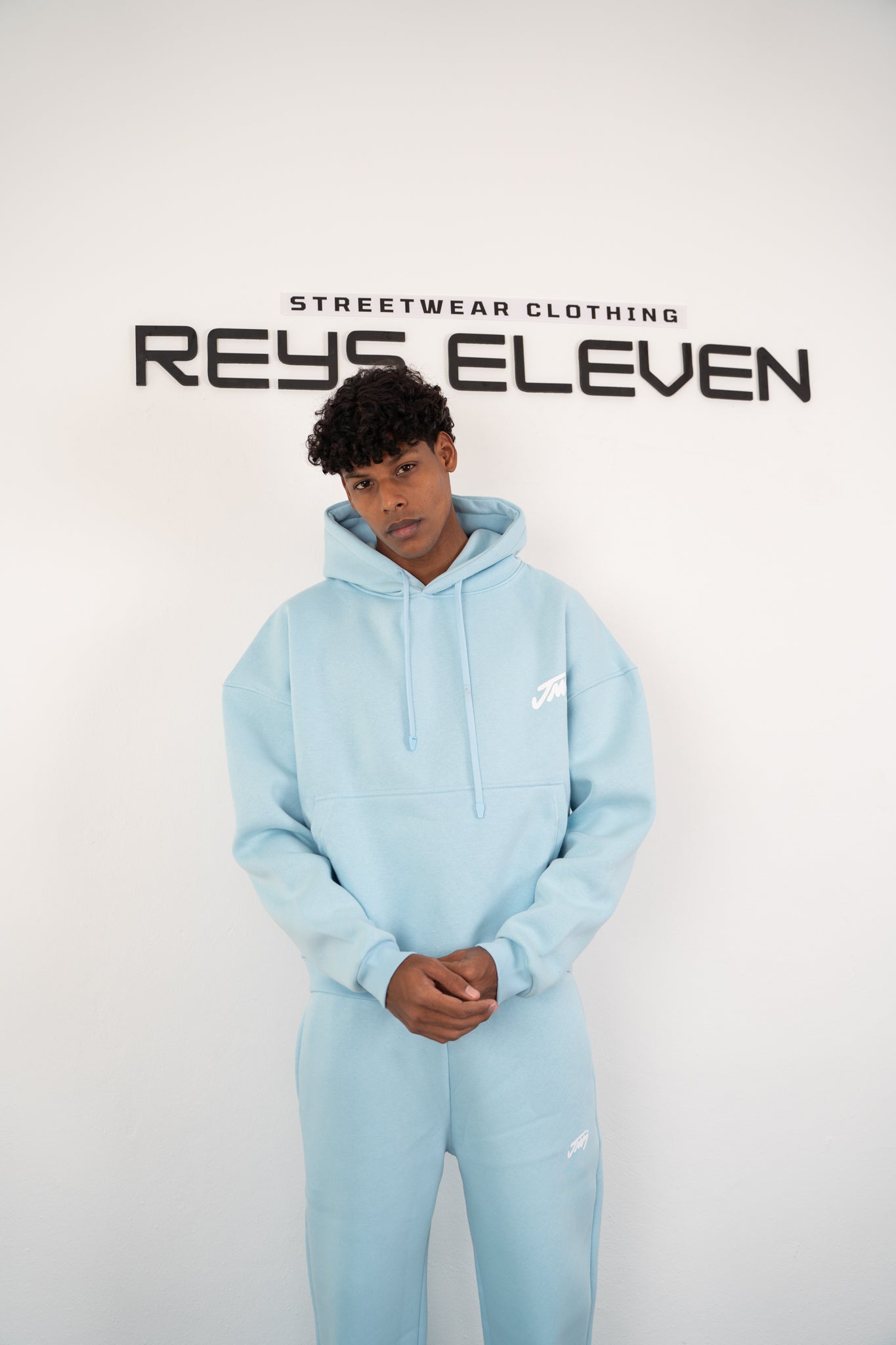 Oversized Embroidered Hoodie Light Blue