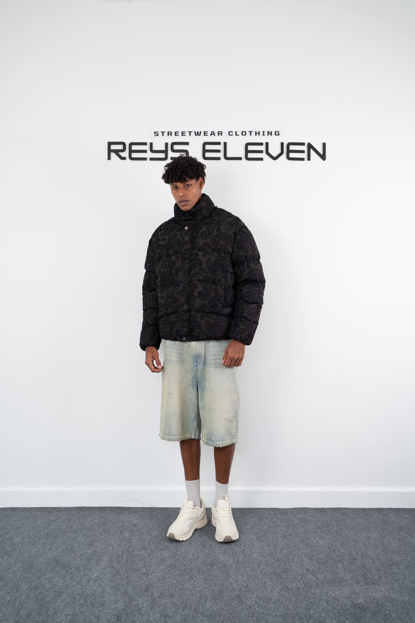 Ethnic Embossed Oversize Puffer Jacket