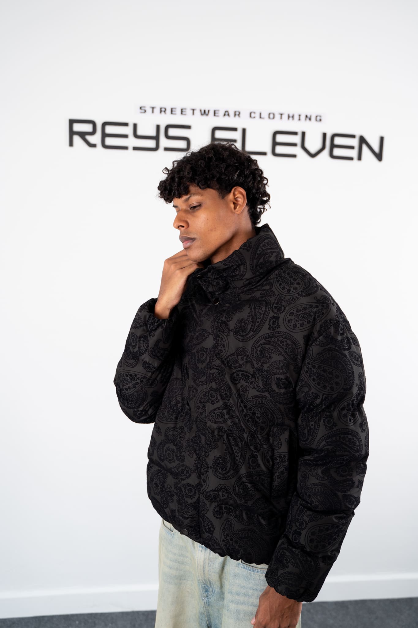 Ethnic Embossed Oversize Puffer Jacket