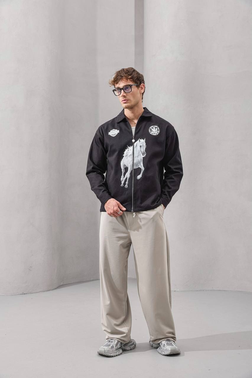 2MState “Freedom Horse” Graphic Zip-Up Jacket – Black Edition