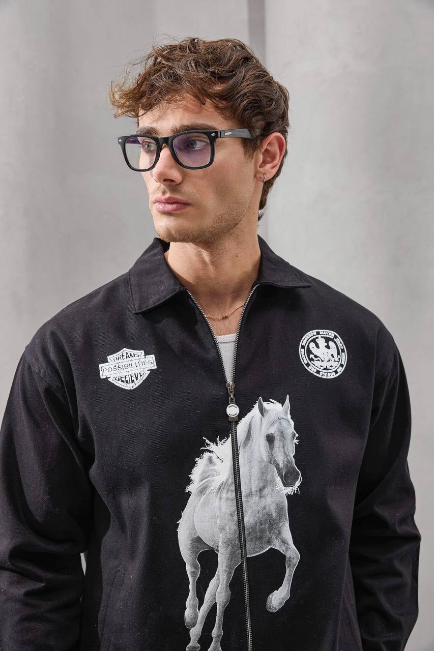 2MState “Freedom Horse” Graphic Zip-Up Jacket – Black Edition