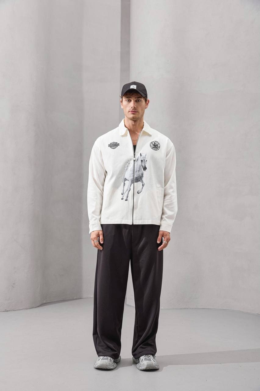 2MState “Freedom Horse” Graphic Zip-Up Jacket Collection – Black & White Edition