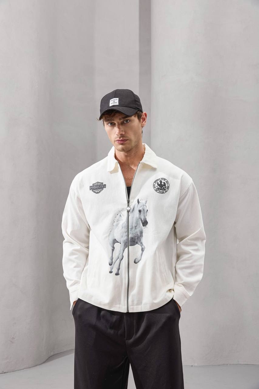 2MState “Freedom Horse” Graphic Zip-Up Jacket Collection – Black & White Edition