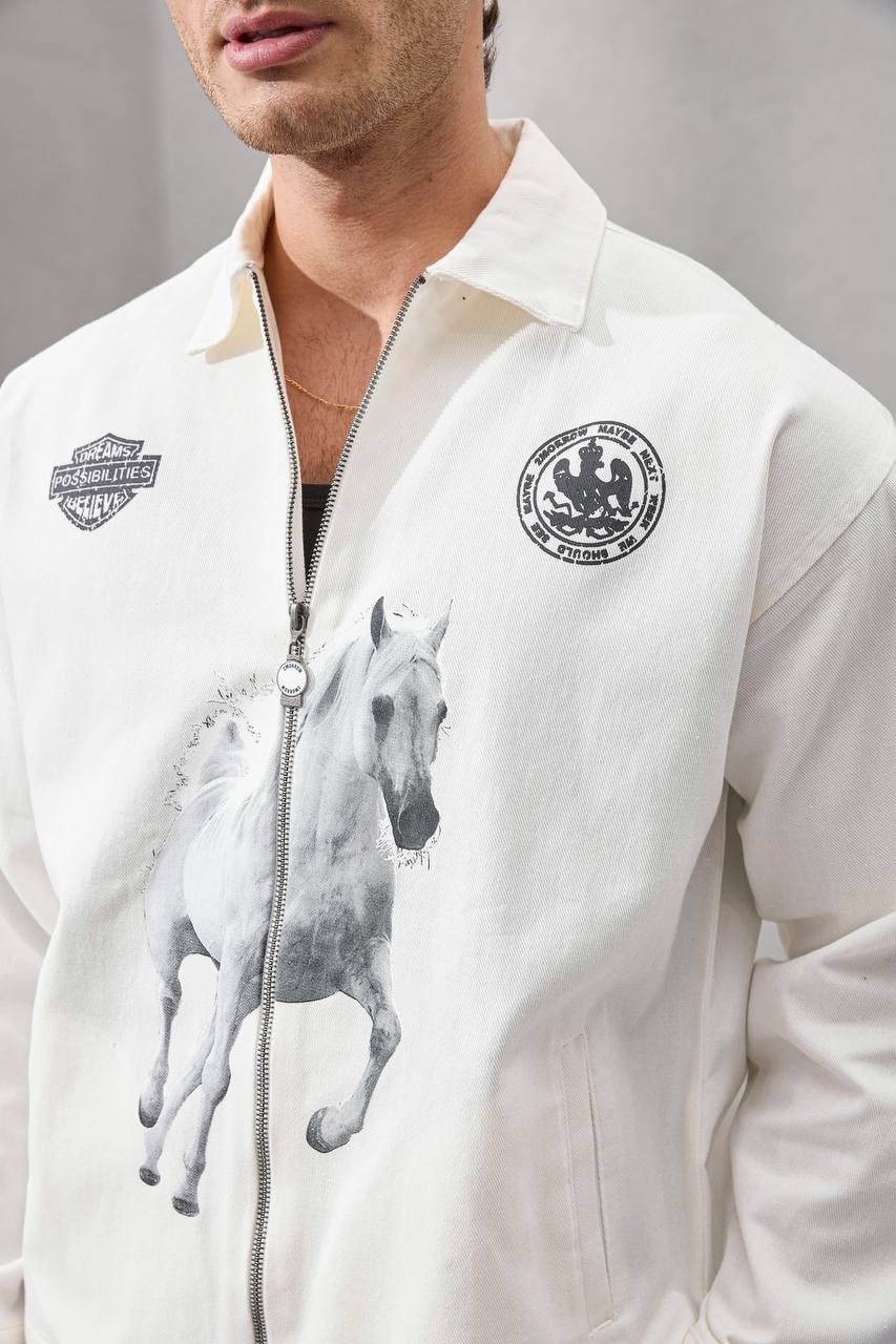 2MState “Freedom Horse” Graphic Zip-Up Jacket Collection – Black & White Edition