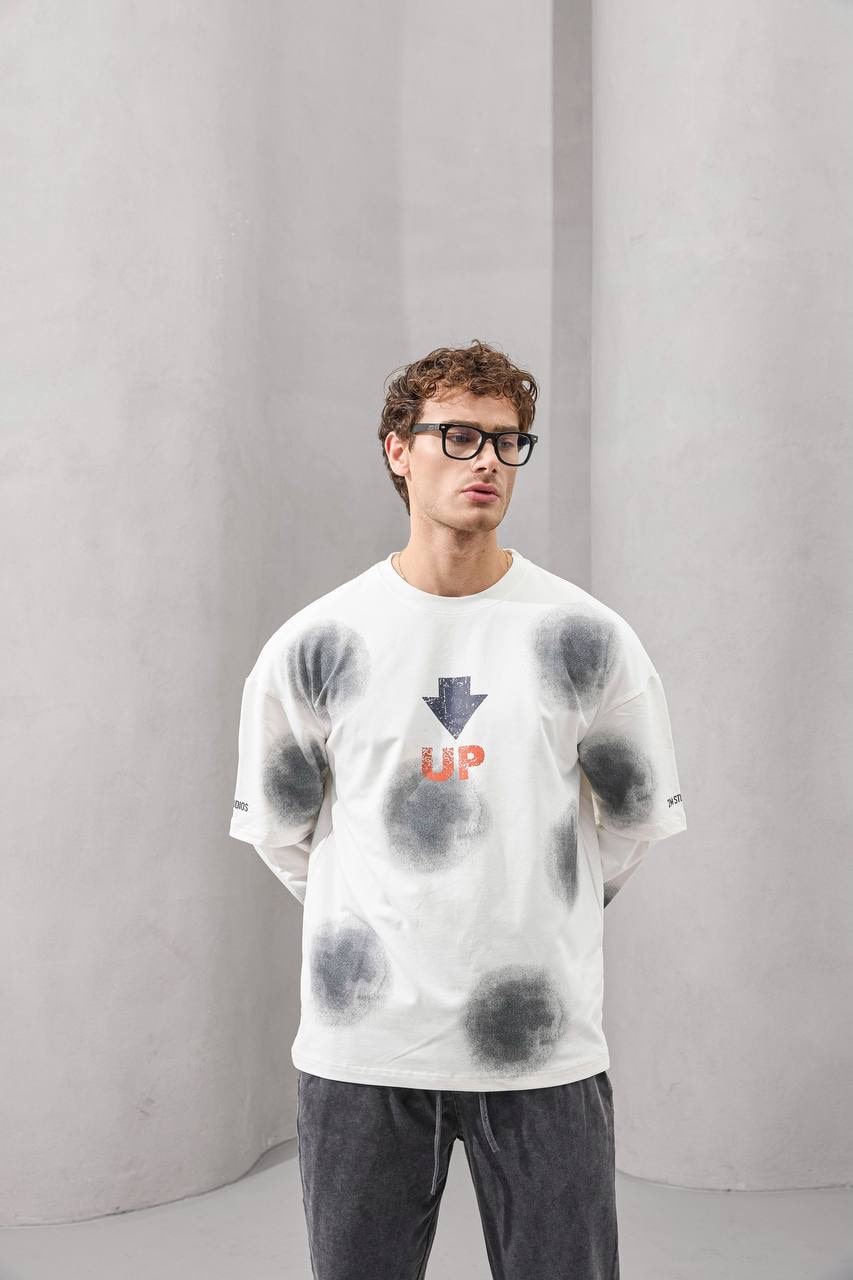 2MState “UP Arrow” Dual Layer Graphic Long Sleeve T-Shirt – Gray, White & Black Edition
