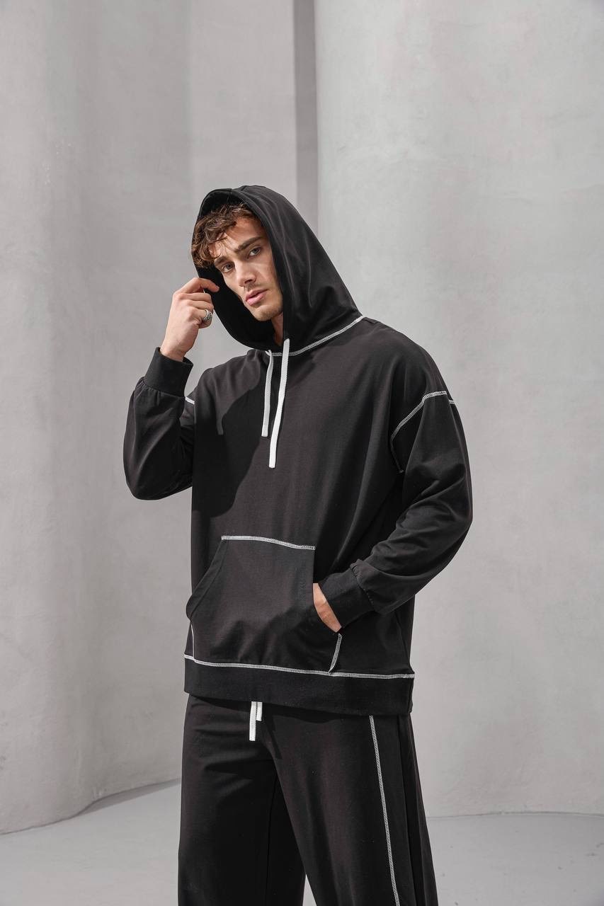 Contrast Stitch Oversized Hoodie – Minimal Street Style Essential