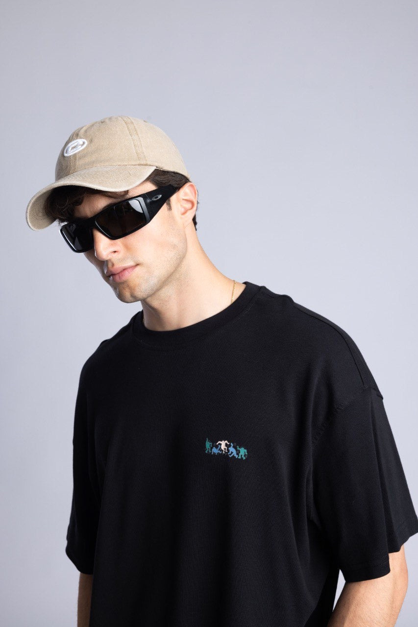 Men's Black T-Shirt with Grey Denim Pants