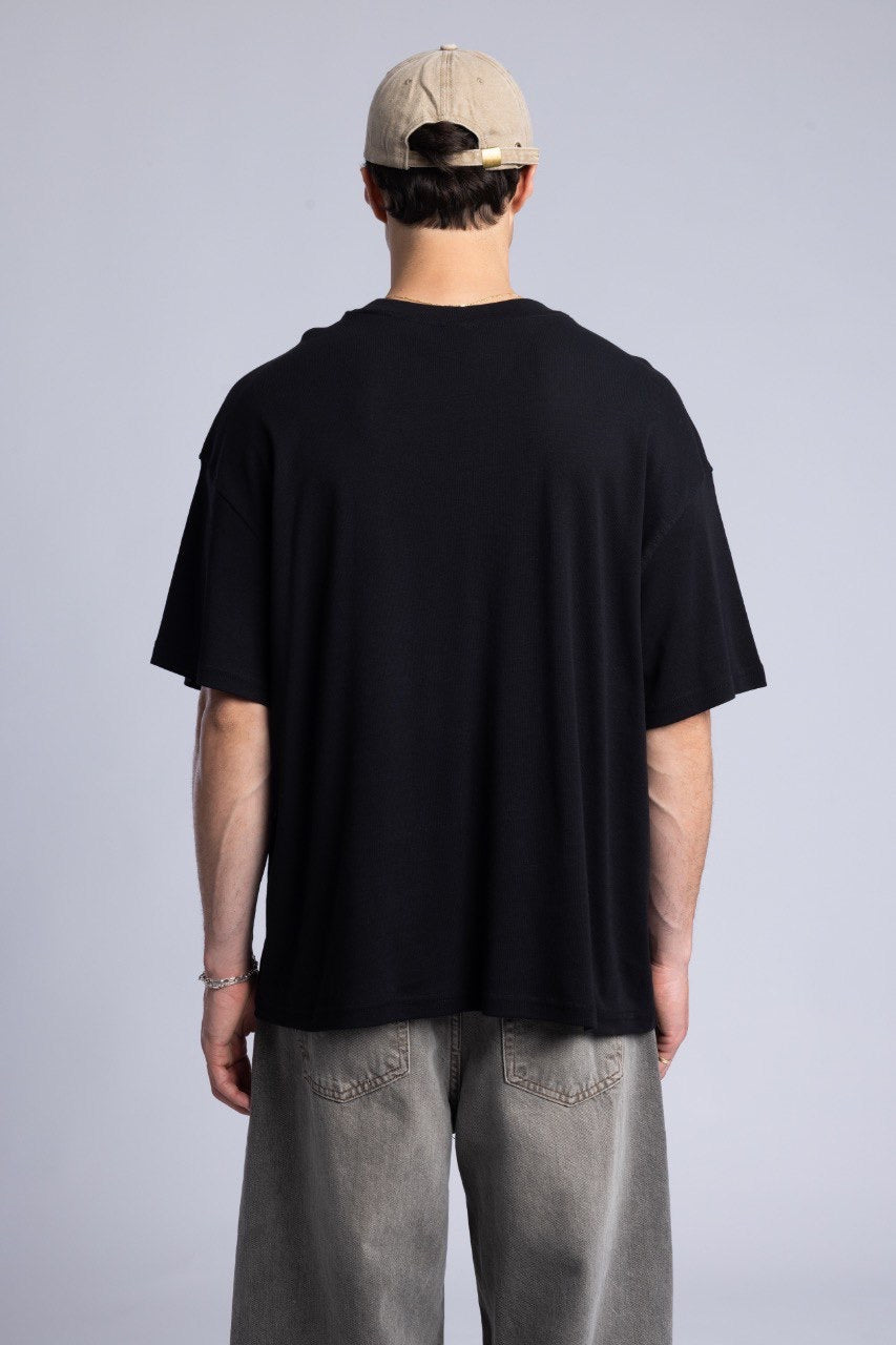 Men's Black T-Shirt with Grey Denim Pants