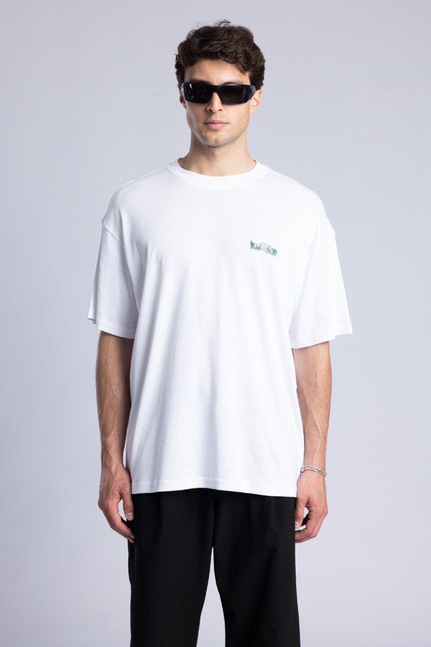 Men's White T-Shirt with Black Loose Fit Pants