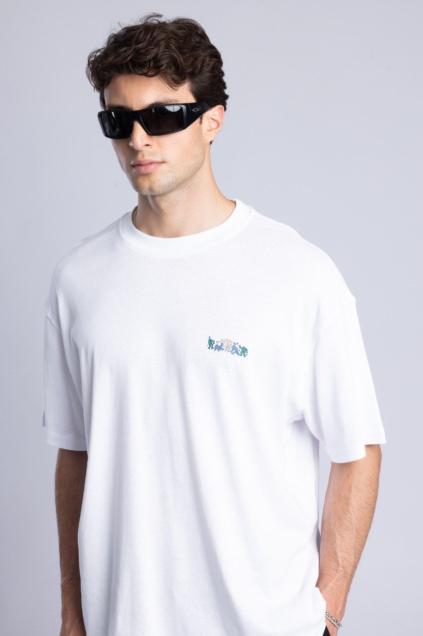 Men's White T-Shirt with Black Loose Fit Pants
