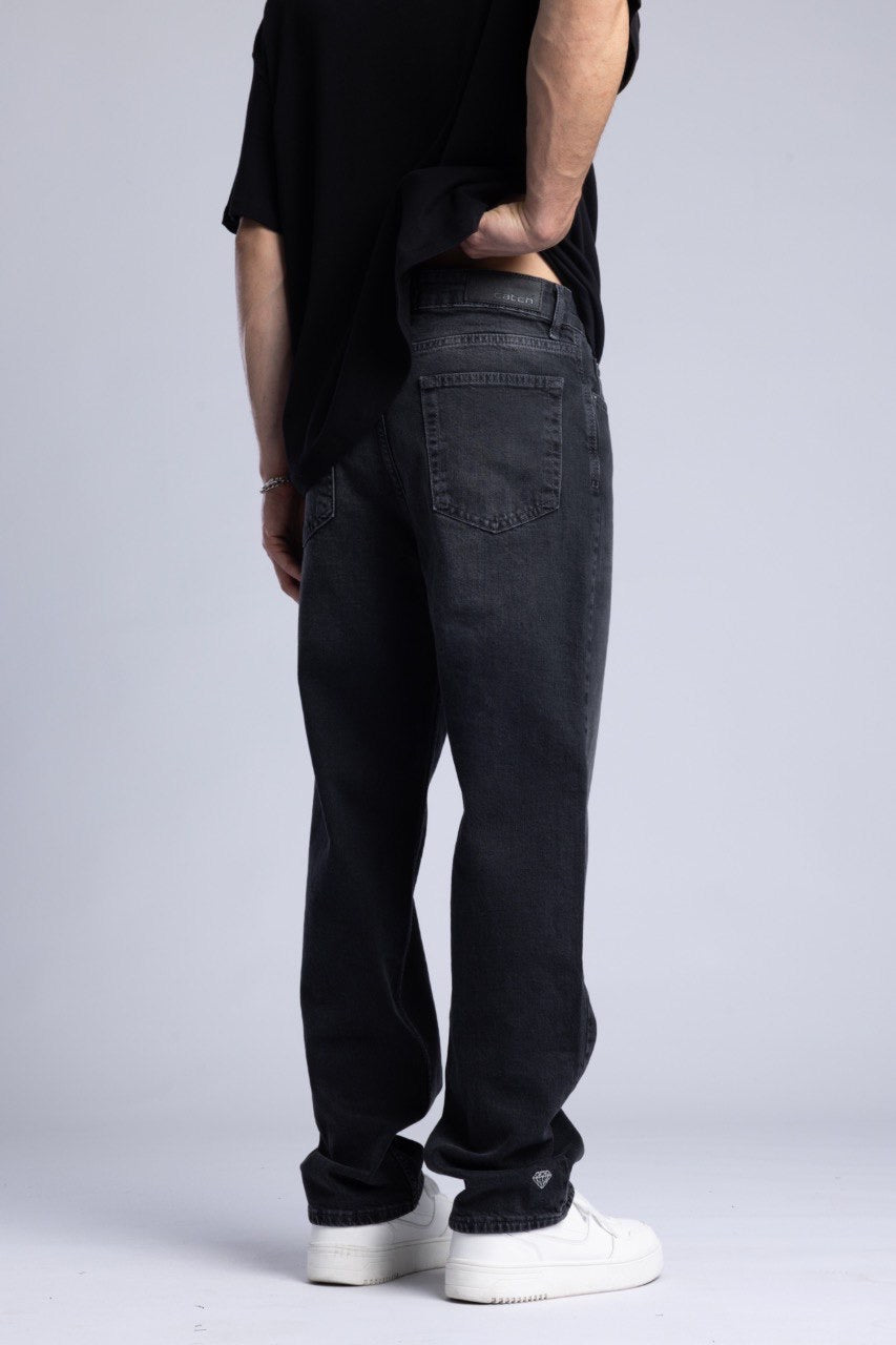 Black Denim Jeans with Graphic Detail