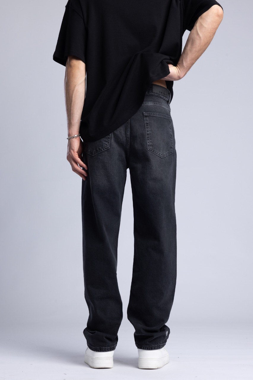 Black Denim Jeans with Graphic Detail
