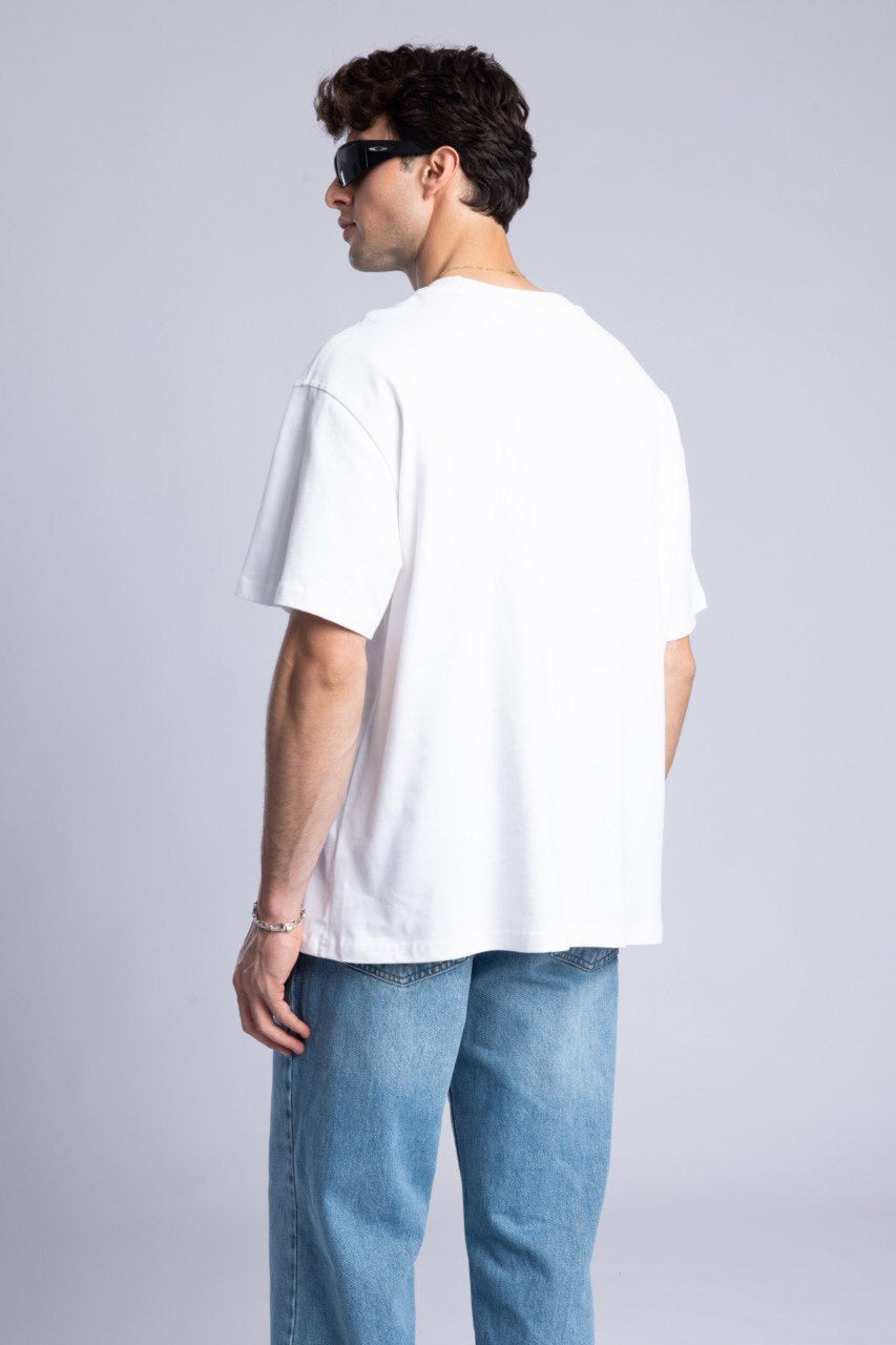 New York Graphic Tee in White with Flag Design