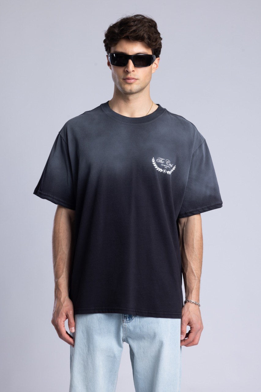 Black Ombre Tie-Dye Graphic T-Shirt for Men