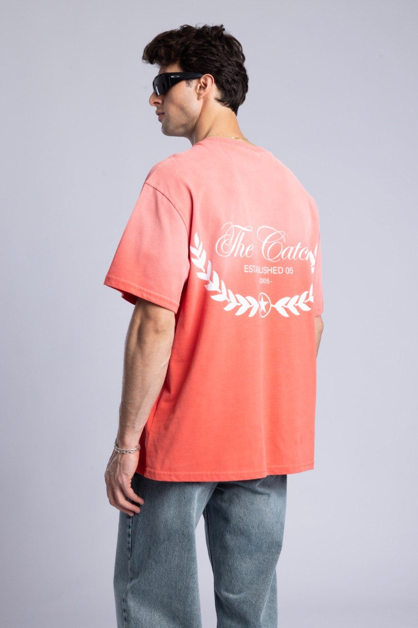 Coral Ombre Tie-Dye Graphic T-Shirt for Men