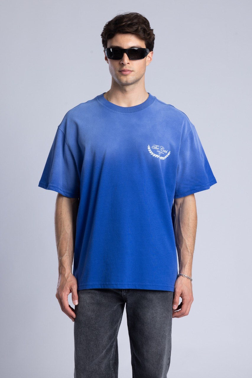Men's Blue Ombre T-Shirt with Graphic Design