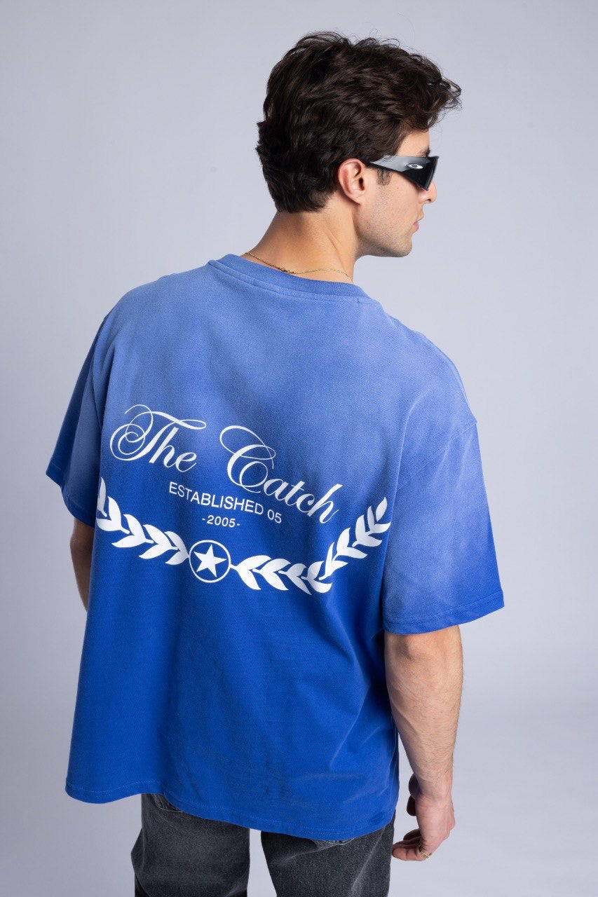 Men's Blue Ombre T-Shirt with Graphic Design