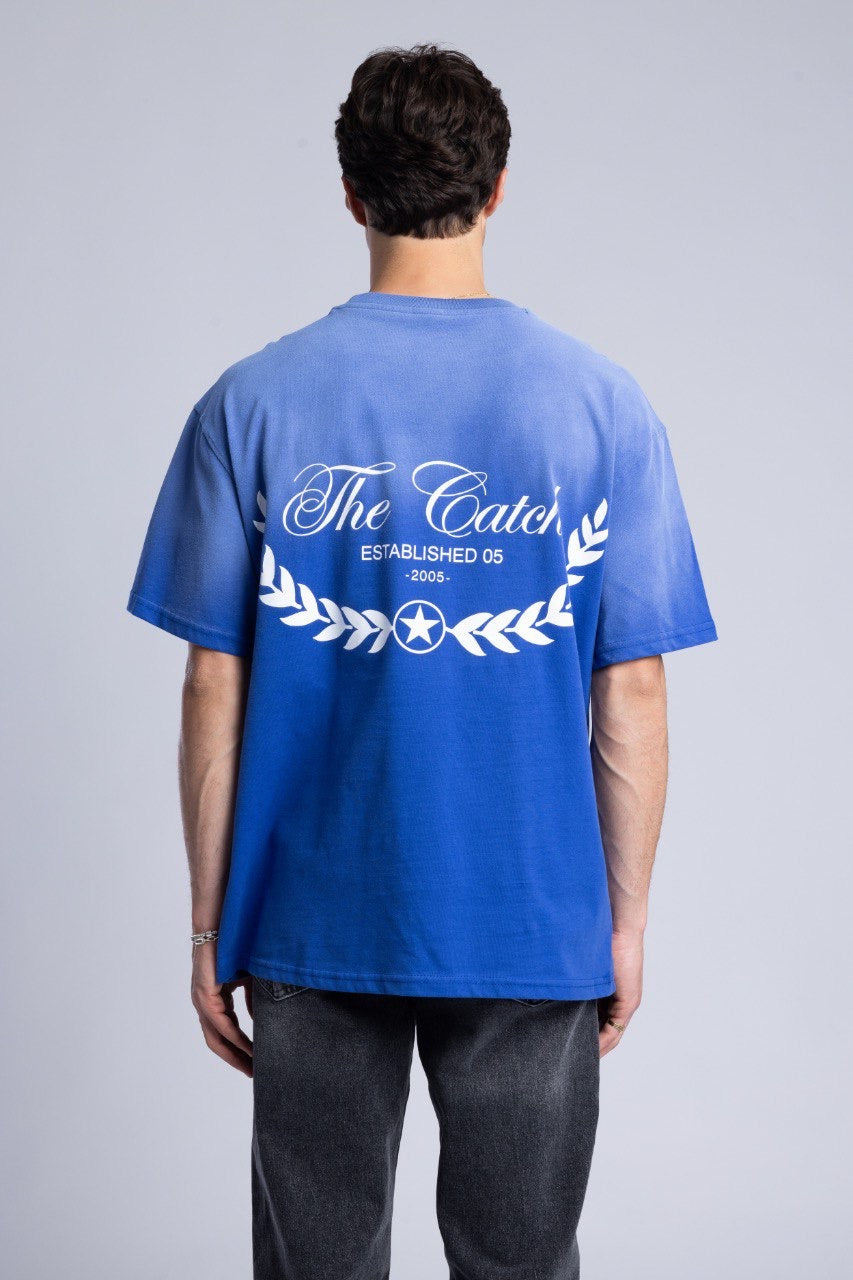 Men's Blue Ombre T-Shirt with Graphic Design