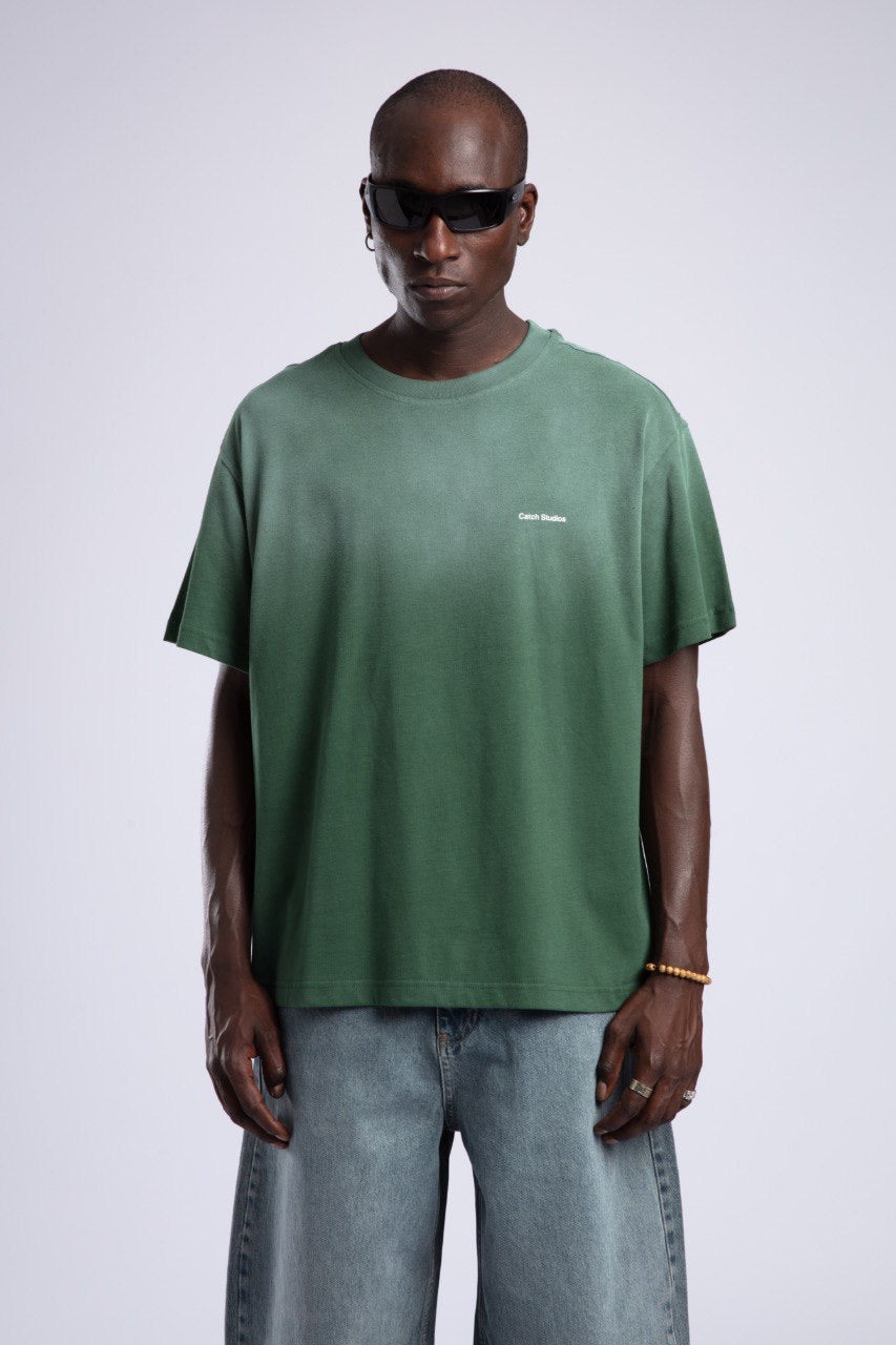 Men's Green Ombre T-Shirt with Logo Graphic