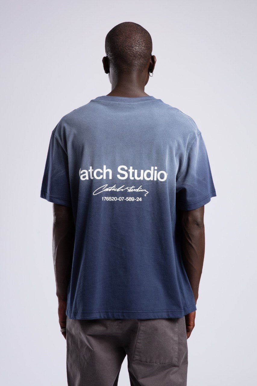 Men's Blue Ombre T-Shirt with Logo Graphic