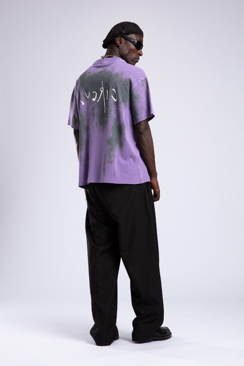 Purple Graphic Streetwear Tee – Circle Print Back