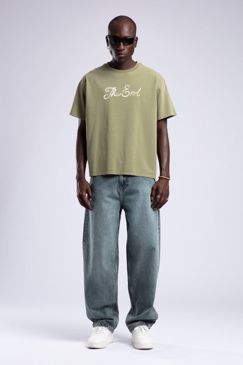 Green “The End” Tee & Washed