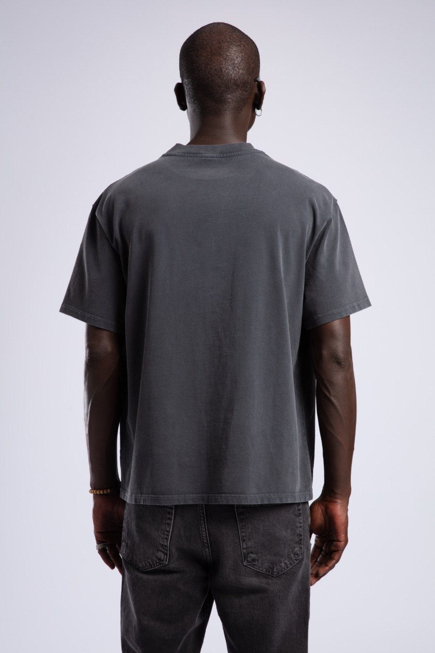 Vintage Black T-Shirt with Minimal Motorcycle Embroidery