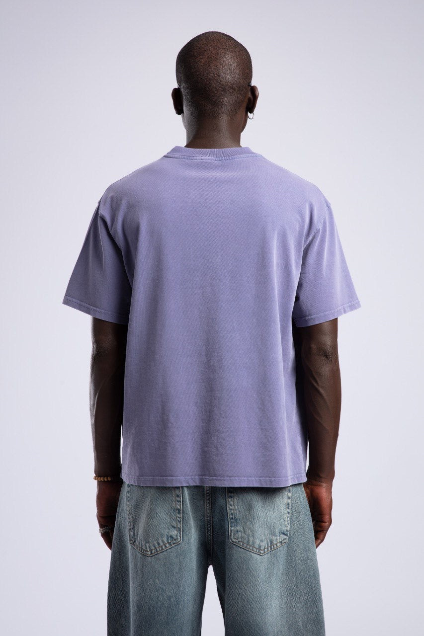 Vintage Purple T-Shirt with Minimal Motorcycle Embroidery