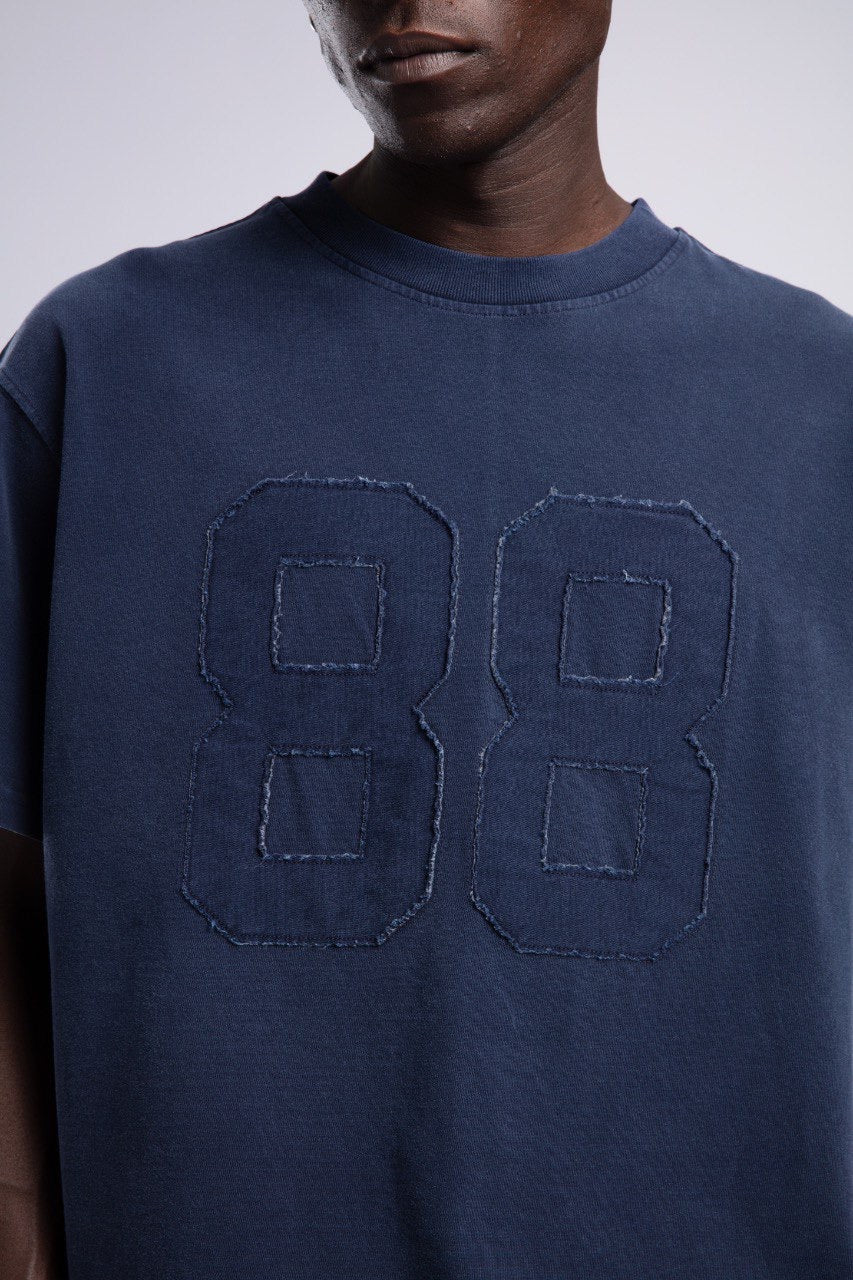 Washed Navy T-Shirt with Bold 88 Patch Design