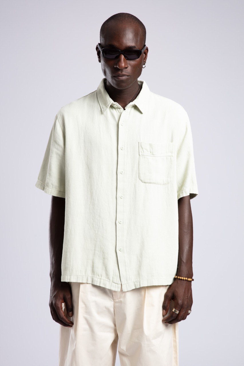 Cream Short Sleeve Shirt – Casual Button Down