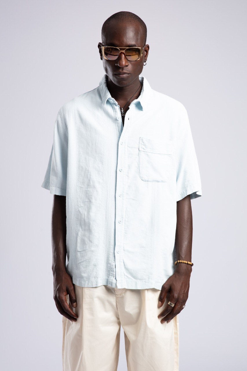 Light Blue Short Sleeve Button-Down Shirt