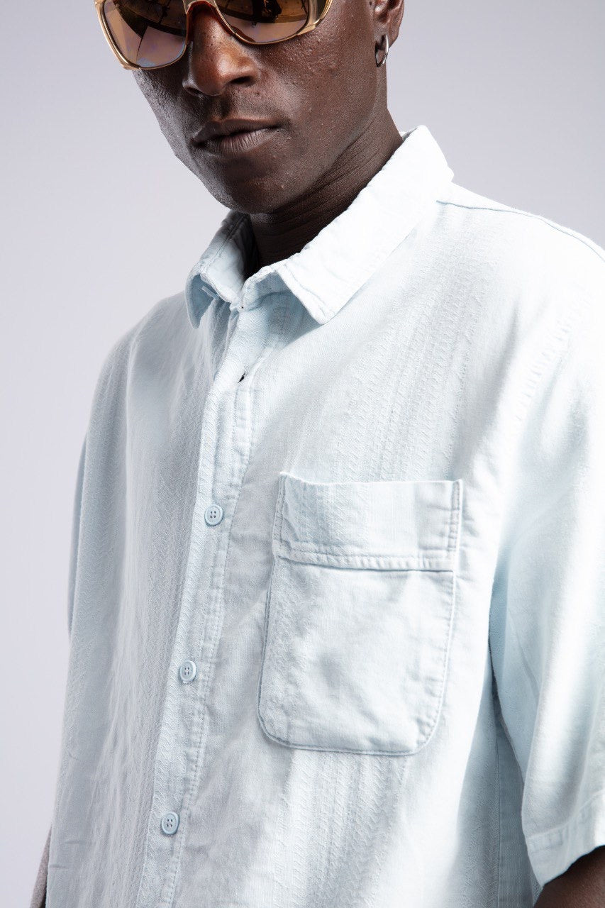 Light Blue Short Sleeve Button-Down Shirt